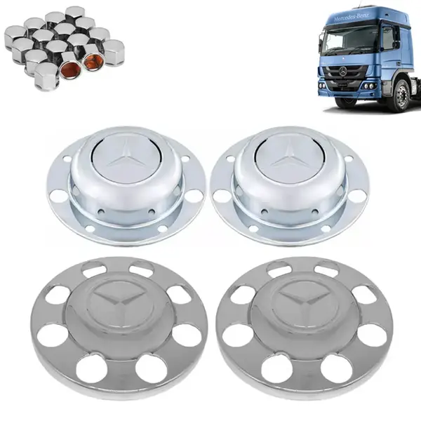 Kit Sobre Tampa Cubo Cromada para Caminhão MB Atego Após 2010 4×2
