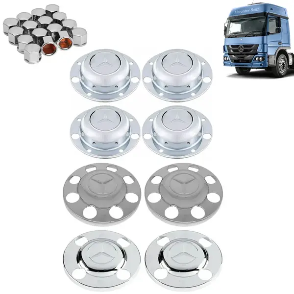 Kit Sobre Tampa Cubo Cromada para Caminhão MB Atego Após 2010 8×2