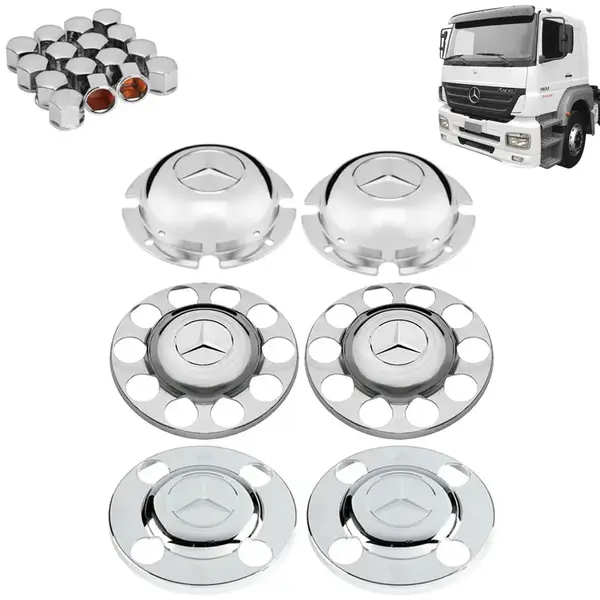 Kit Sobre Tampa Cubo Cromada para Caminhão MB Axor Até 2010 6×2