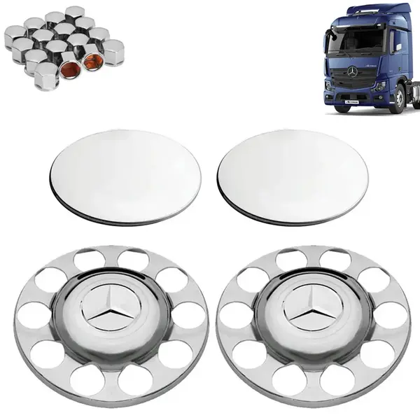 Kit Sobre Tampa Cubo Cromada para Caminhão New MB Actros 4×2