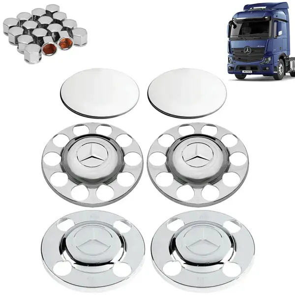 Kit Sobre Tampa Cubo Cromada para Caminhão New MB Actros 6×2
