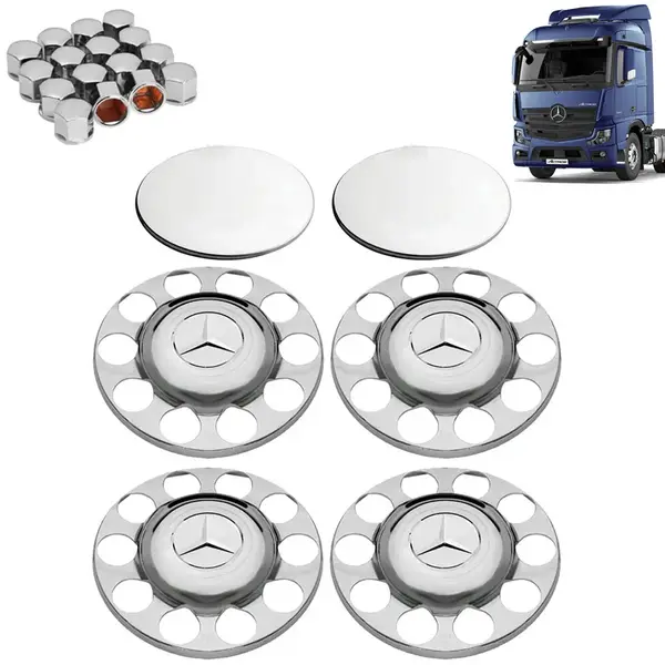 Kit Sobre Tampa Cubo Cromada para Caminhão New MB Actros 6×4