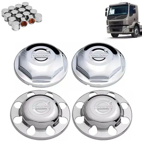 Kit Sobre Tampa Cubo Cromada para Caminhão Volvo VM 4×2