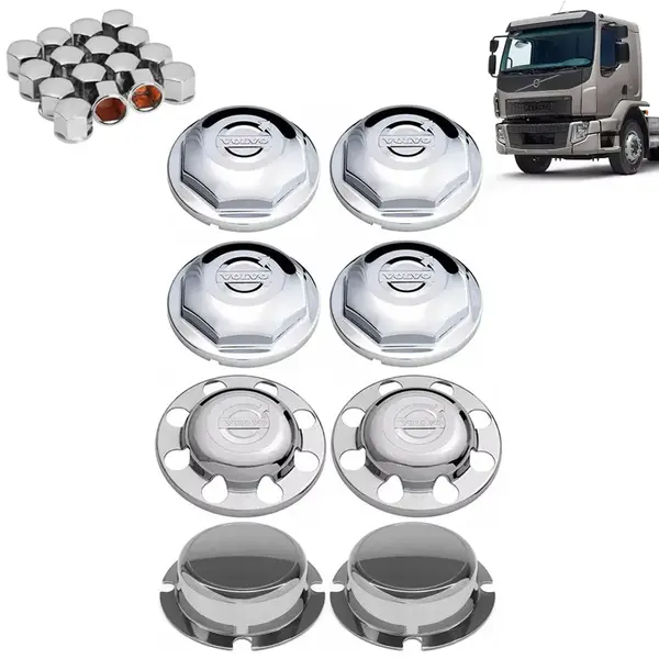Kit Sobre Tampa Cubo Cromada para Caminhão Volvo VM 8×2