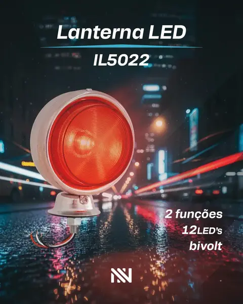 Lanterna Lente Bojuda Vermelha 12 LEDS 2 Funcoes 24V — IL5022