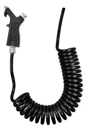 Mangueira Espiral Ar Limpeza Cabine Com Bico Preto 3 Metros