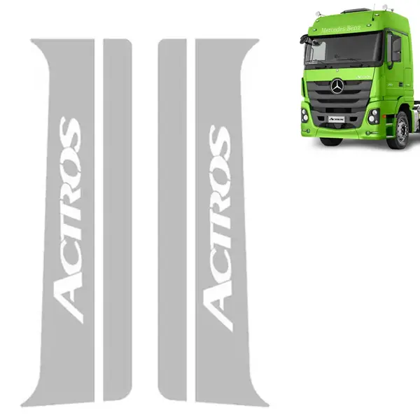 Par Aplique Inox Coluna da Porta para Caminhão MB Actros até 2020 Escrita