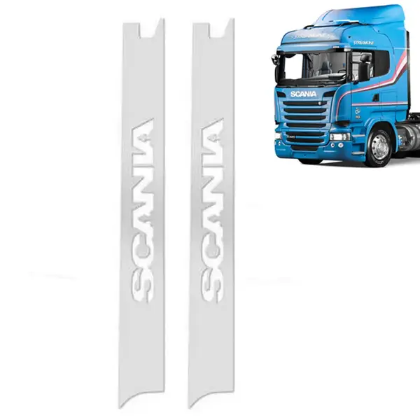 Par Aplique Inox Coluna Para-brisa para Caminhão Scania S5 até 2018