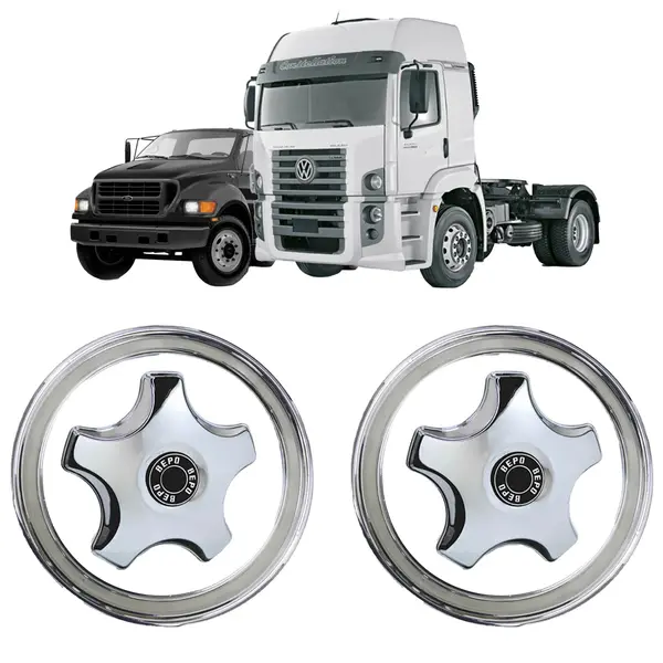 Par Calota 5 Pontas Aro 20 22 Caminhão Ford 14000 e VW C/aro