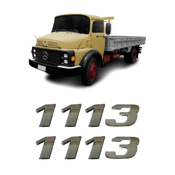 Par Emblema Caminhão MB 1113 Adesivo Cromado Lateral (2pç)
