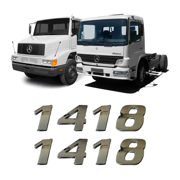 Par Emblema Caminhão MB 1418 Adesivo Cromado Lateral (2PÇ)
