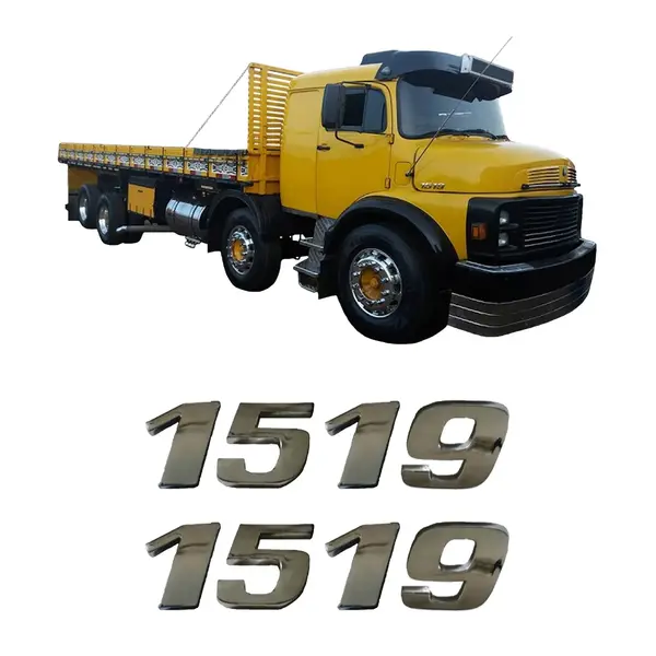 Par Emblema Caminhão MB 1519 Adesivo Cromado Lateral (2PÇ)