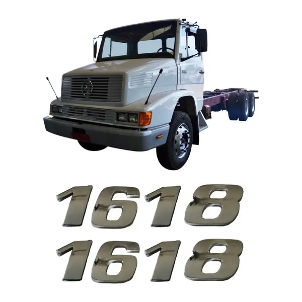 Par Emblema Caminhão MB 1618 Adesivo Cromado Lateral (2PÇ)
