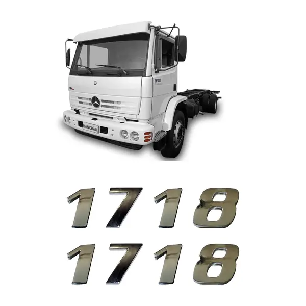 Par Emblema Caminhão MB 1718 Adesivo Cromado Lateral (2PÇ)