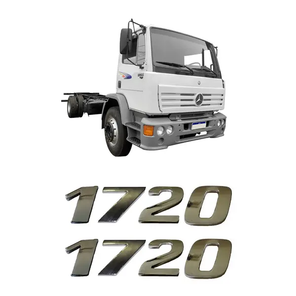Par Emblema Caminhão MB 1720 Adesivo Cromado Lateral (2PÇ)