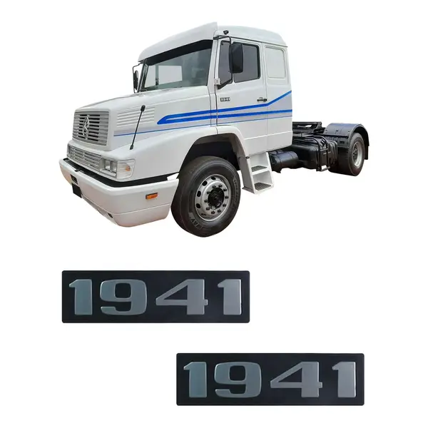 Par Emblema Caminhão MB 1941 Plástico c/ Relevo Prata