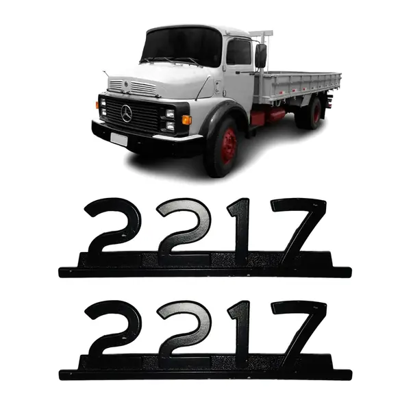 Par Emblema Caminhão MB 2217 Preto De Ferro Zamak