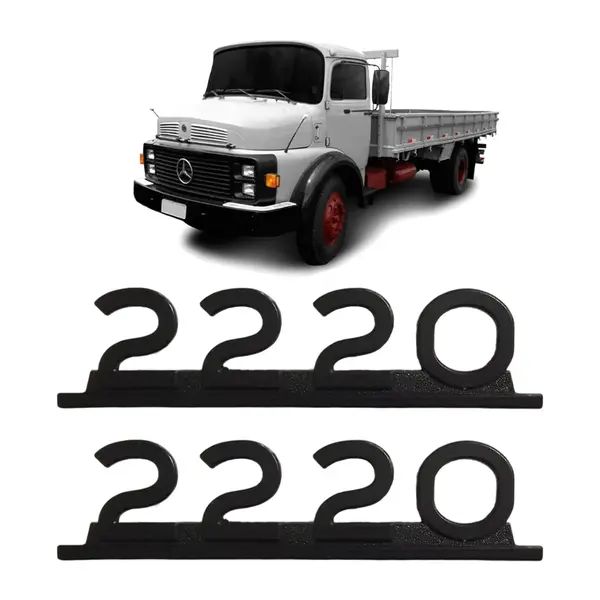 Par Emblema Caminhão MB 2220 Preto De Ferro Zamak