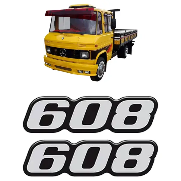 Par Emblema Caminhão MB 608 Adesivo Resinado Lateral
