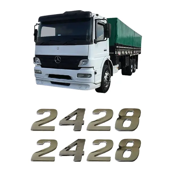 Par Emblema Caminhão MB Atego 2428 Adesivo Cromado Lateral