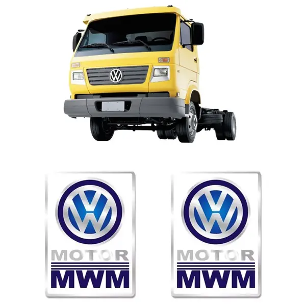 Par Emblema Caminhão VW Adesivo Resinado Retangular Lateral