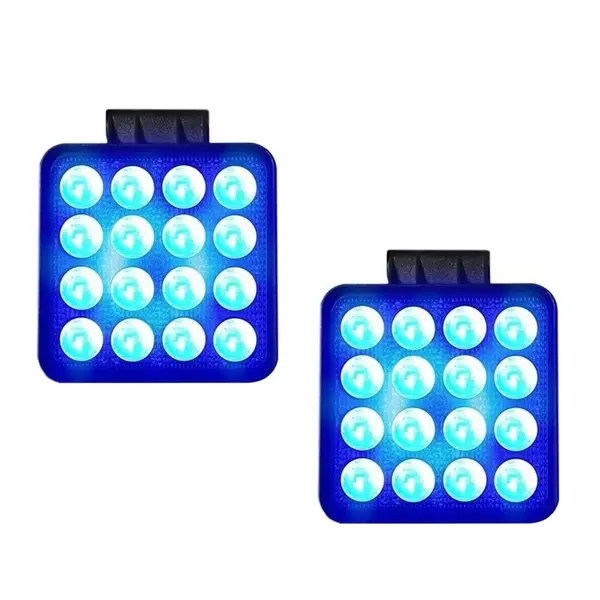 Par Farol Auxiliar 16 LEDs 48W Quadrado 12v / 24v Luz Azul