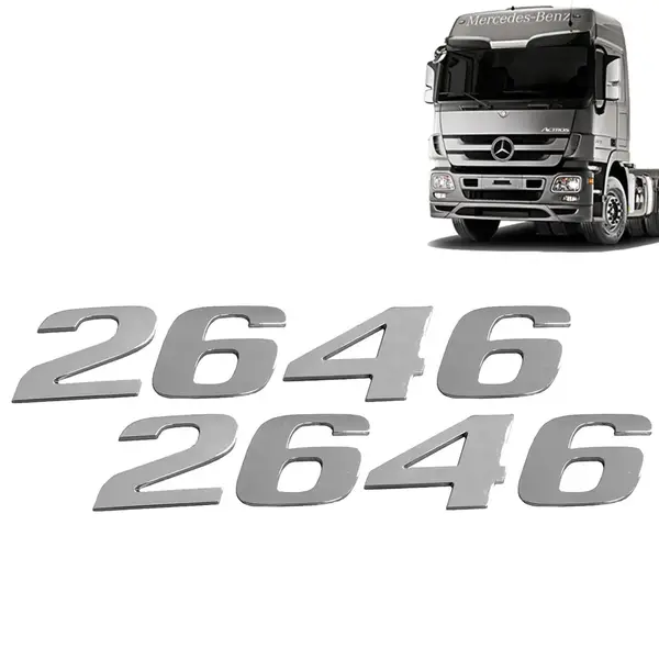 Par Letreiro Emblema Cromado para Caminhão MB Actros 2646
