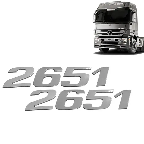 Par Letreiro Emblema Cromado para Caminhão MB Actros 2651