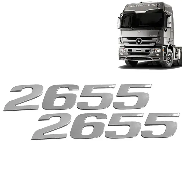 Par Letreiro Emblema Cromado para Caminhão MB Actros 2655