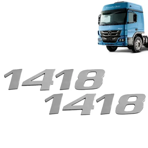 Par Letreiro Emblema Cromado para Caminhão MB Atego 1418