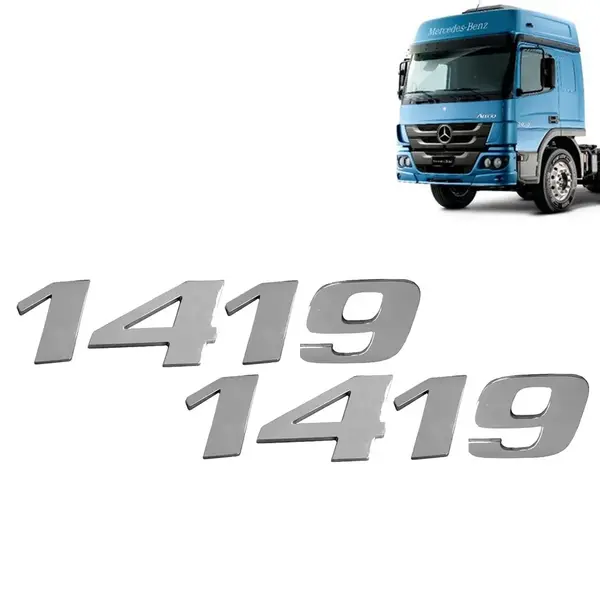 Par Letreiro Emblema Cromado para Caminhão MB Atego 1419