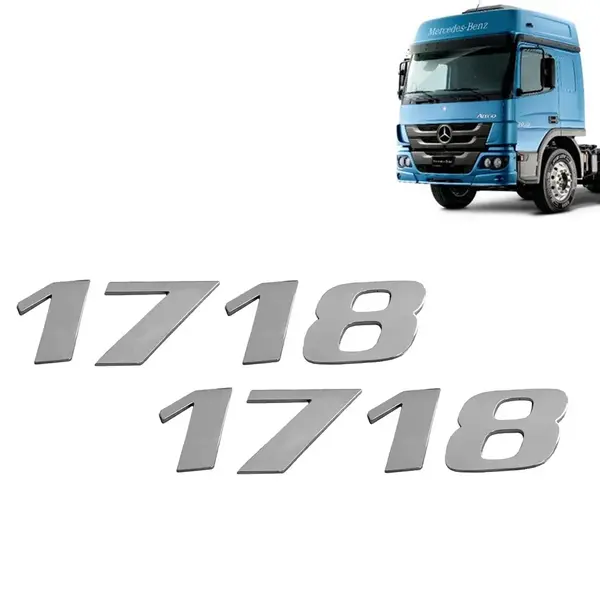 Par Letreiro Emblema Cromado para Caminhão MB Atego 1718