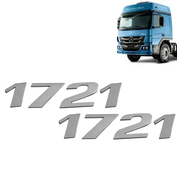 Par Letreiro Emblema Cromado para Caminhão MB Atego 1721