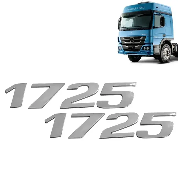 Par Letreiro Emblema Cromado para Caminhão MB Atego 1725