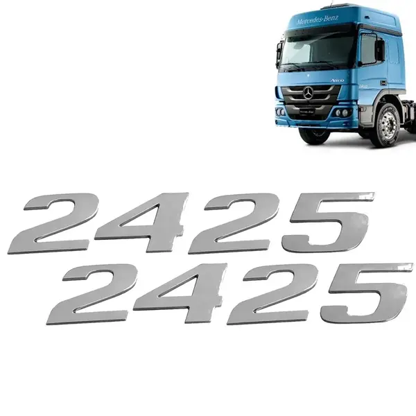 Par Letreiro Emblema Cromado para Caminhão MB Atego 2425