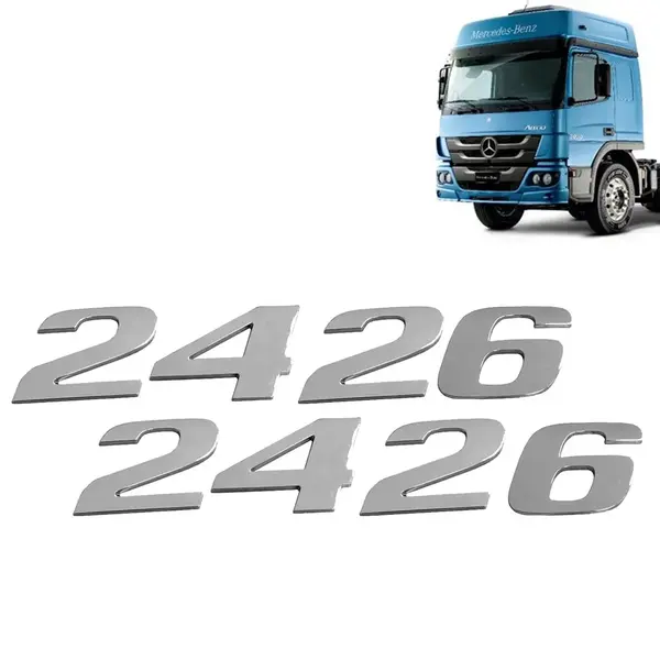Par Letreiro Emblema Cromado para Caminhão MB Atego 2426