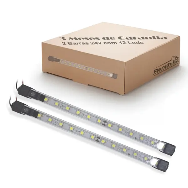 Par Luminaria 25CM 24V Cristal LED C/interruptor Baú Caminhão