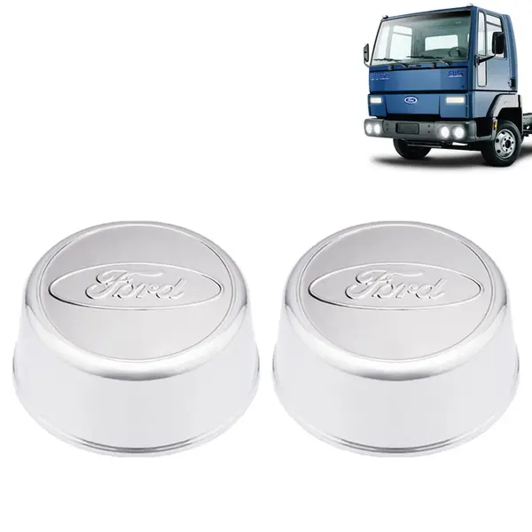 Par Sobre Tampa Cubo Cromada Dianteira para Caminhão Ford Cargo 3/4