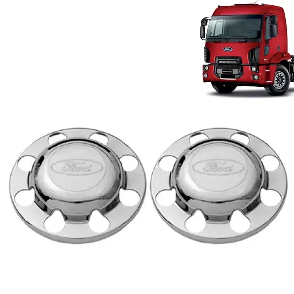 Par Sobre Tampa Cubo Cromada Traseira para Caminhão Ford Cargo