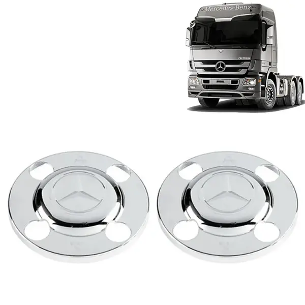 Par Sobre Tampa Cubo Cromada Truck Original para Caminhão MB Atego / Axor / Actros