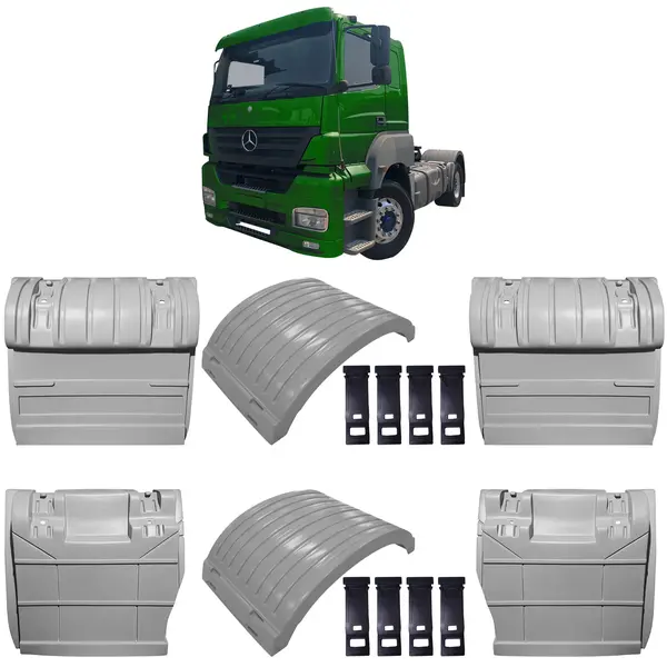 Paralama Tração Caminhão MB Actros Axor Jogo 2 Rodas c/ Presilha