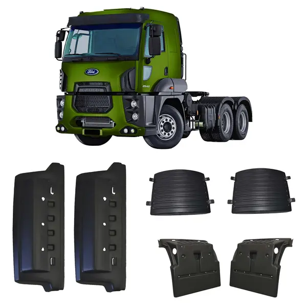 Paralama Tripartido Ford Cargo 2842 KIT 2 Rodas c/ Presilhas