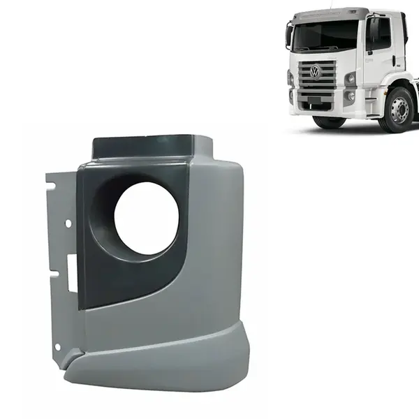 Ponteira Para-Choque para Caminhão VW Constellation Lado Esquerdo 2 Degraus Cinza