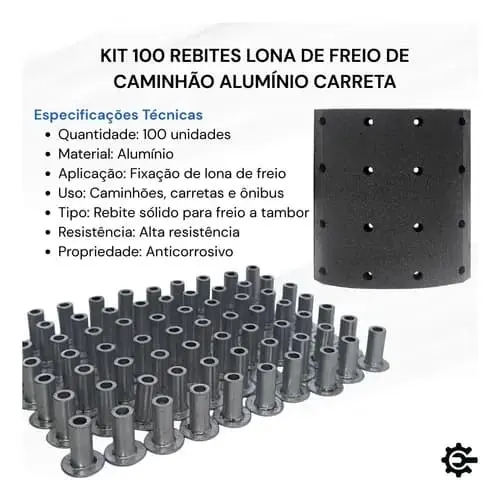 Rebite Freio 10X12 para Carreta Aluminio 100UN