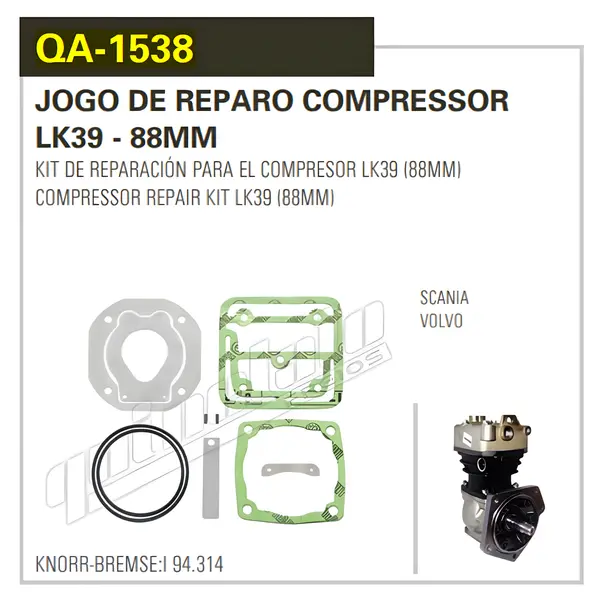 Reparo Compressor de Ar LK39 Completo — QA1538