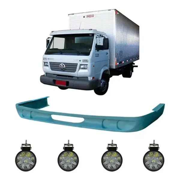 Spoiler Caminhão VW Worker 8.120 8.150 Largo C/ 4 Farois LED