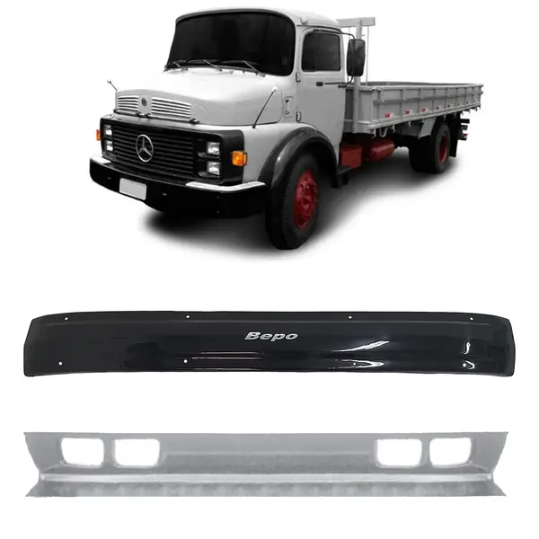 Spoiler e Tapa Sol Caminhão MB 1113 1114 Cara Preta