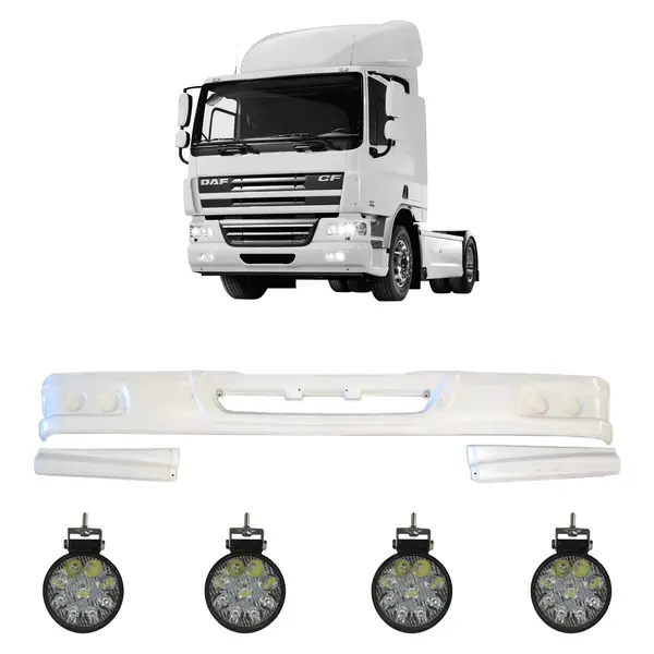 Spoiler Parachoque Caminhão DAF CF c/ 4 Farois LED