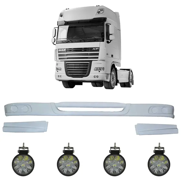 Spoiler Parachoque Caminhão DAF XF c/ 4 Farois LED