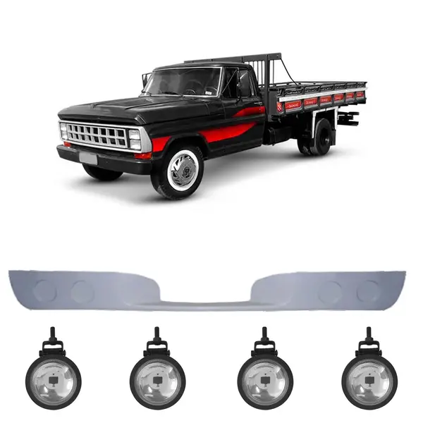 Spoiler Parachoque Caminhão Ford F4000 até 1991 c/ 4 Farois Milha